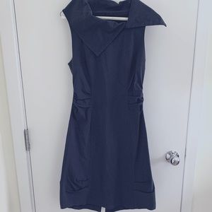 Black Split Collar Sleeveless Dress